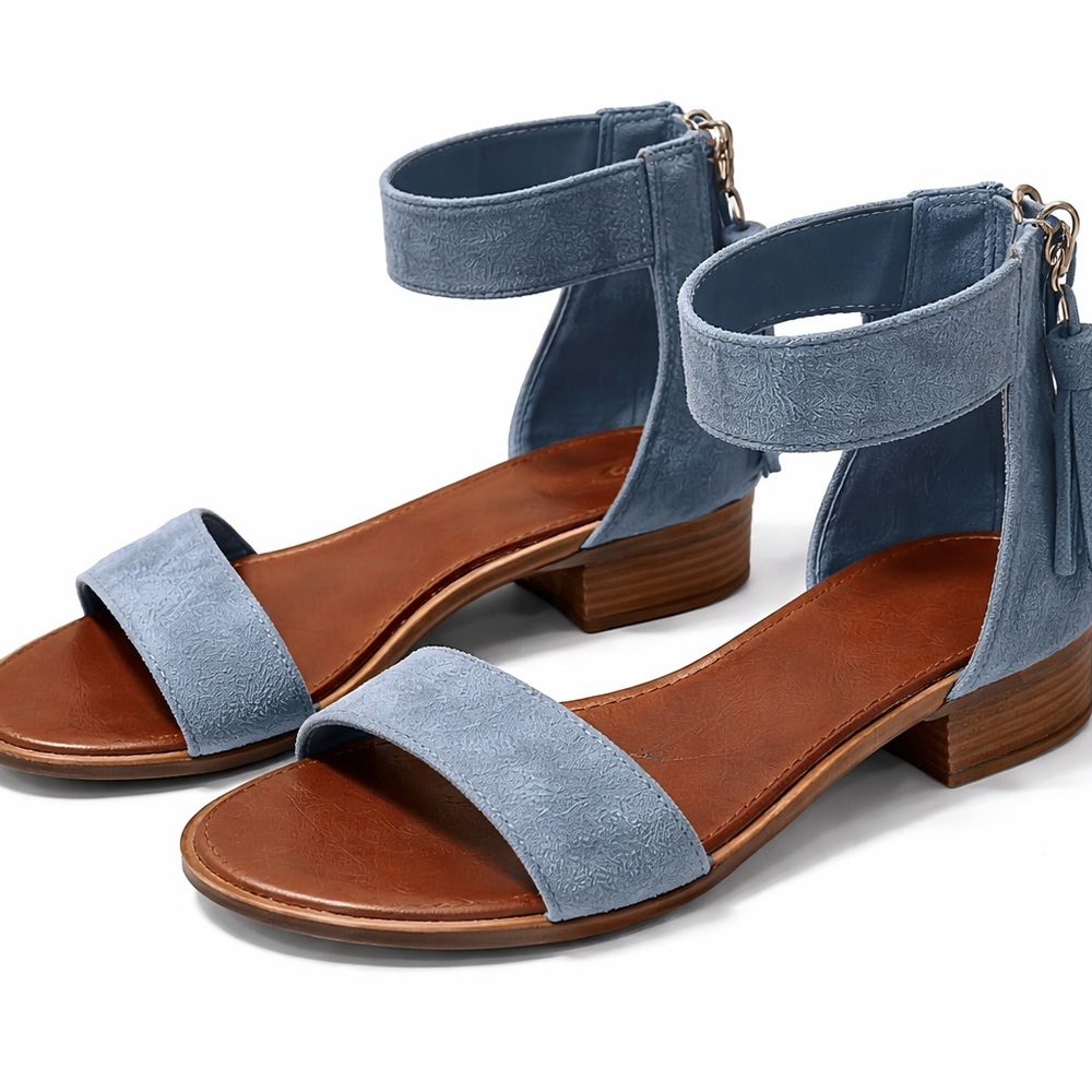 Stylish Blue Suede Women's Sandals